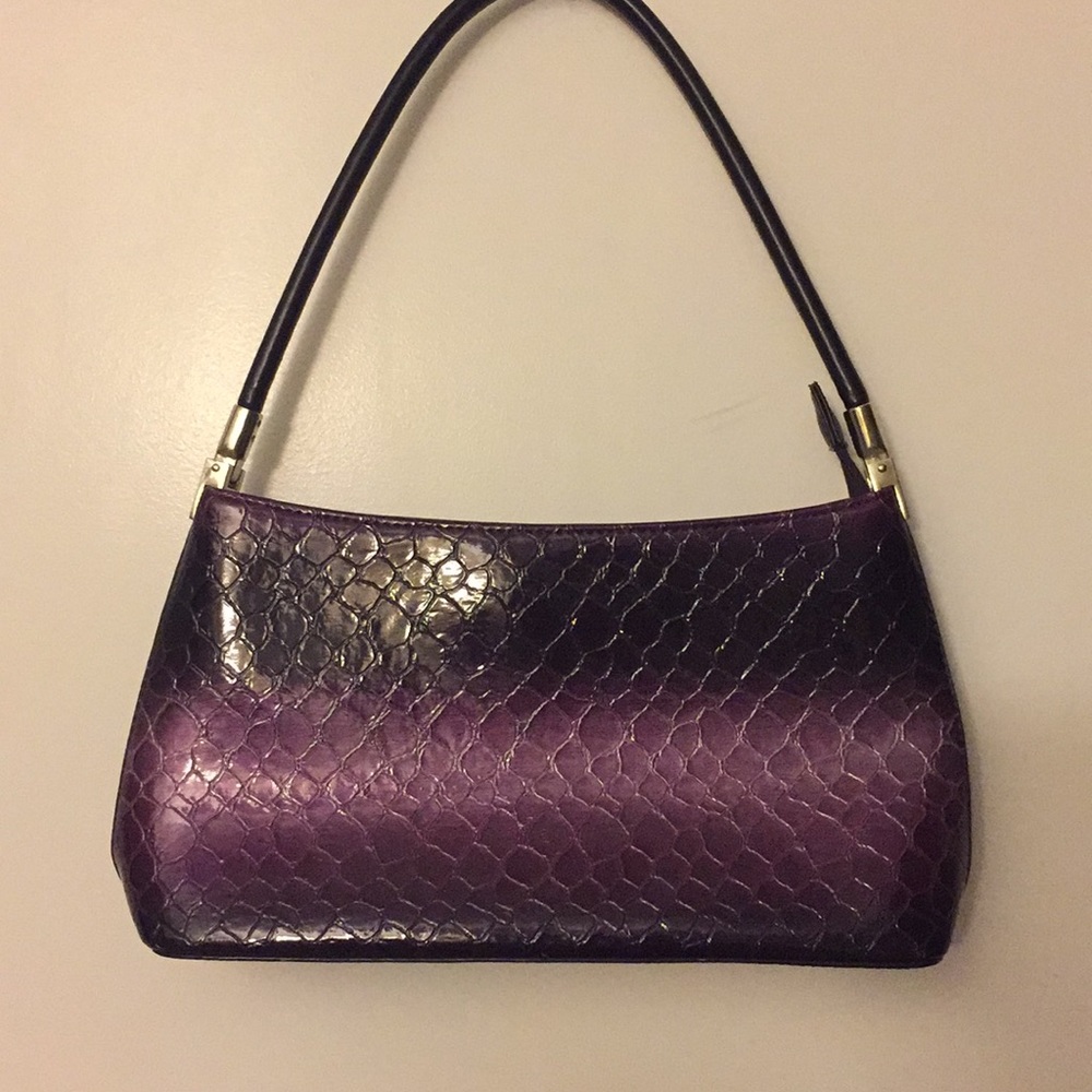 Purple faux snake skin purse